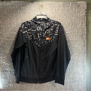 Nike Kids Just Do It Windrunner Jacket Size XL Black Windbreaker Polyester